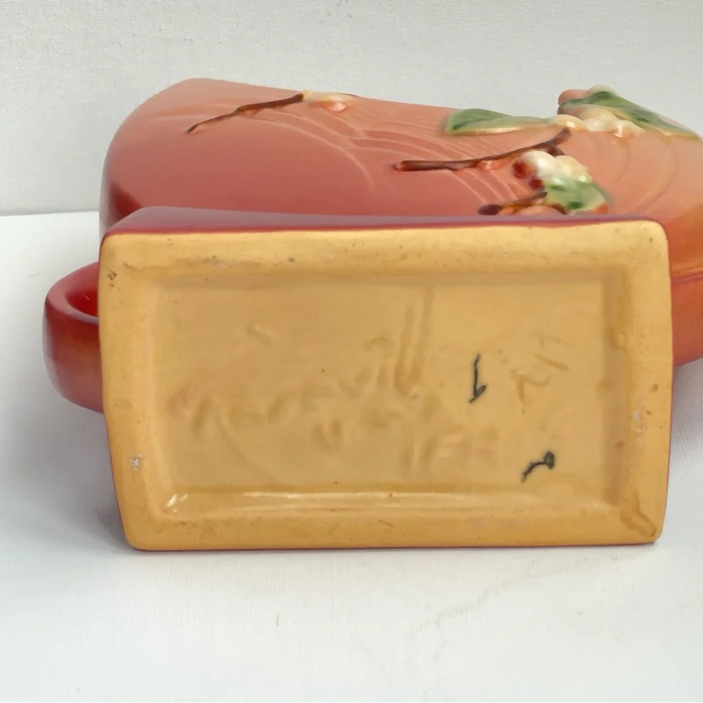 Roseville Snowberry Fan Vase Pink Burgundy Art Pottery Mid Century - Picture 7 of 16